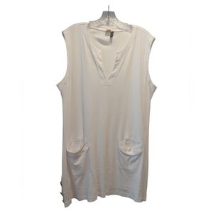 Ralph Lauren White Cotton Sleeveless Side Button Cover Up Dress Sz XL *See Note